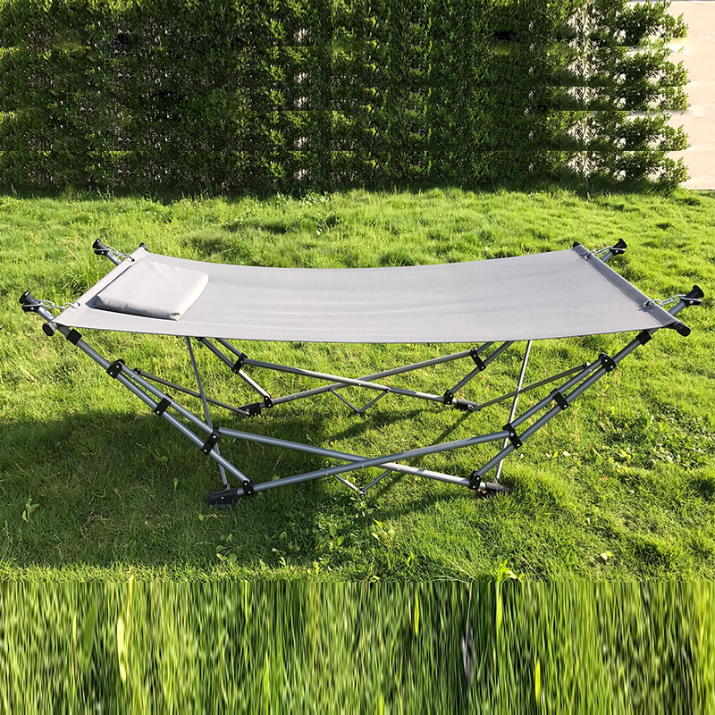 Bärbar vikbar hängmatta lounge campingbädd stålram stativ w/carry väska blå